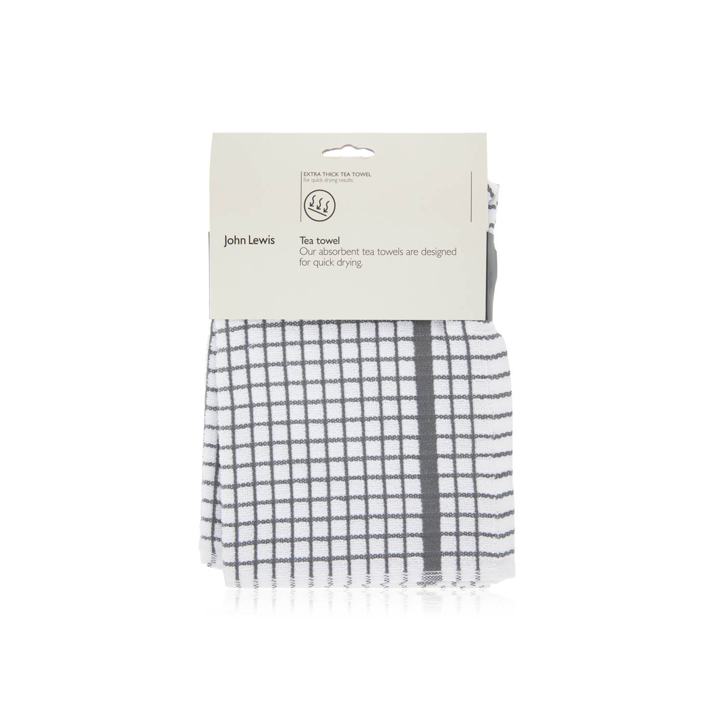 John Lewis Grey Check Terry Tea Towel