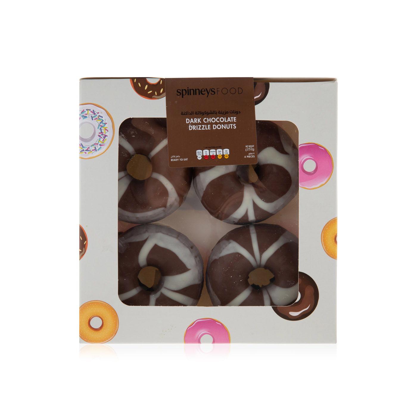 Spinneysfood Dark Chocolate Drizzle Donuts 4 x 63g