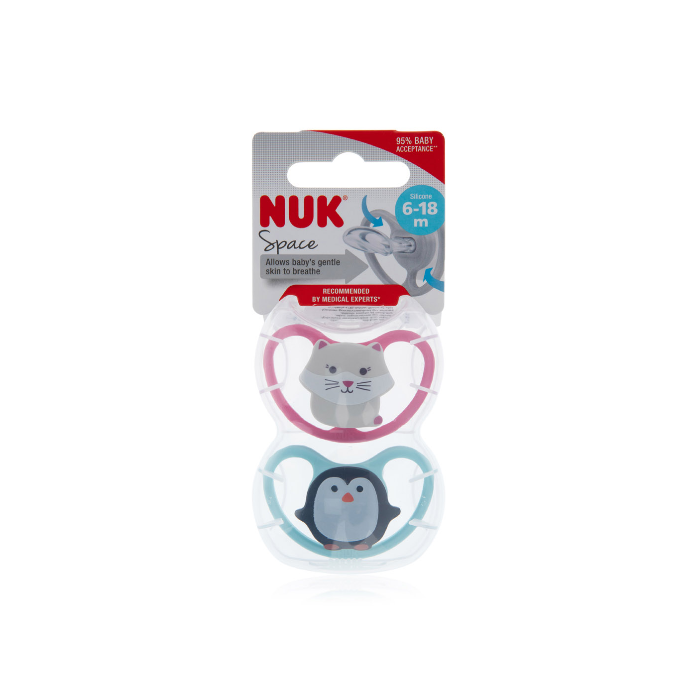 Nuk space silicone soother 6-18m 2 pack - Spinneys UAE