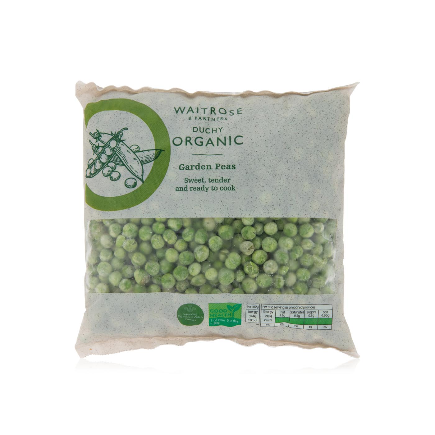 Waitrose Frozen Duchy Organic Frozen Garden Peas 500g