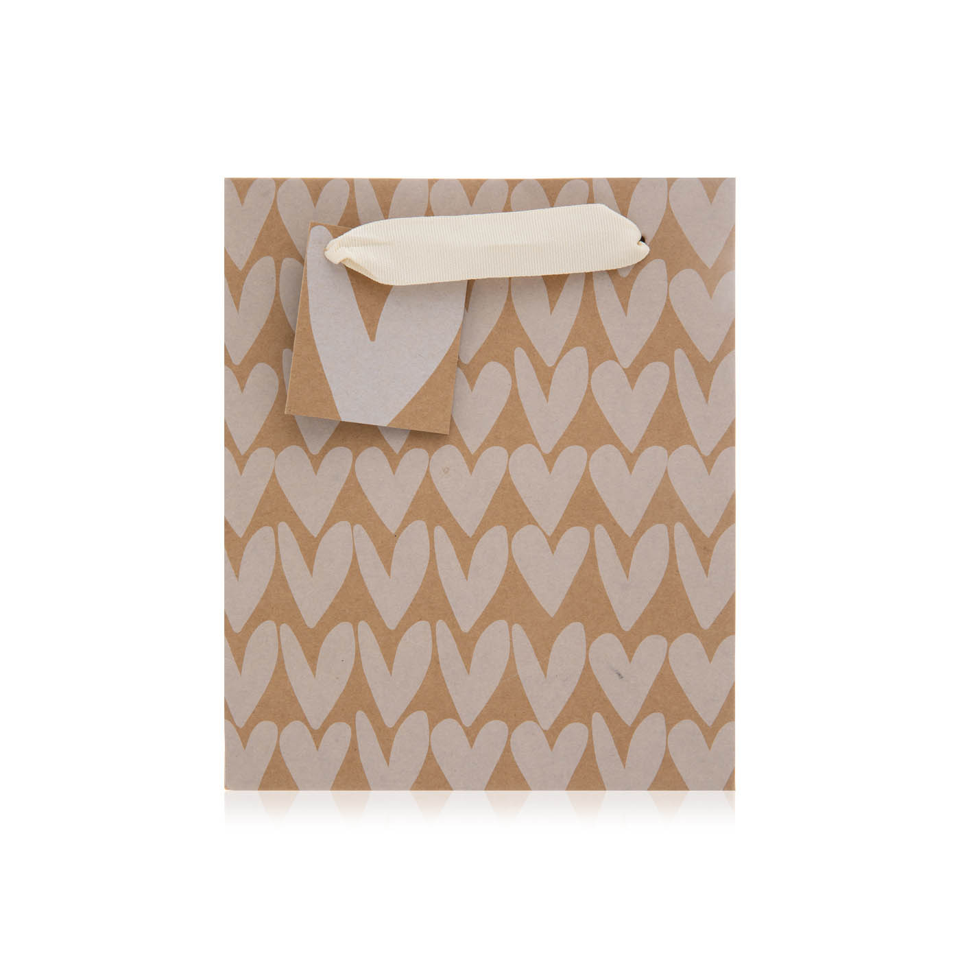 Caroline Gardner Kraft Stripe Medium Hearts Gift Bag