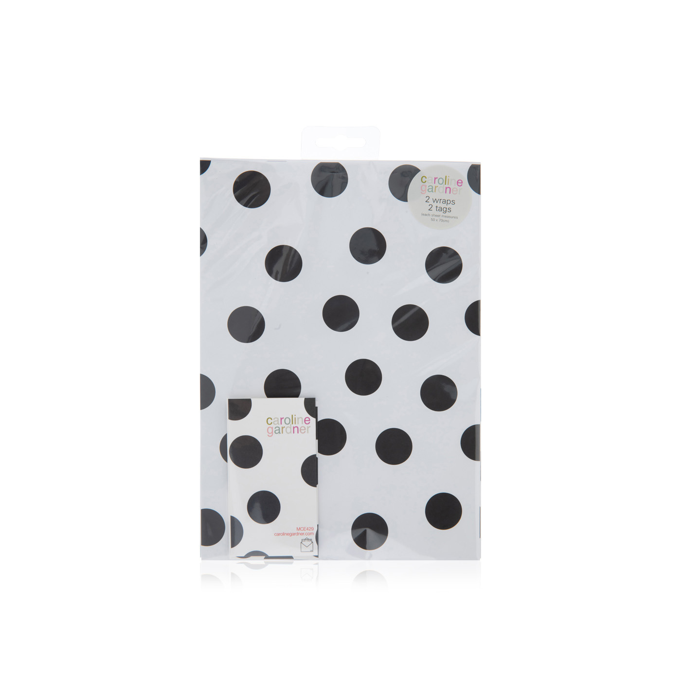 Caroline Gardner Black and White Spots Wrapping Paper and Gift Tags x 2