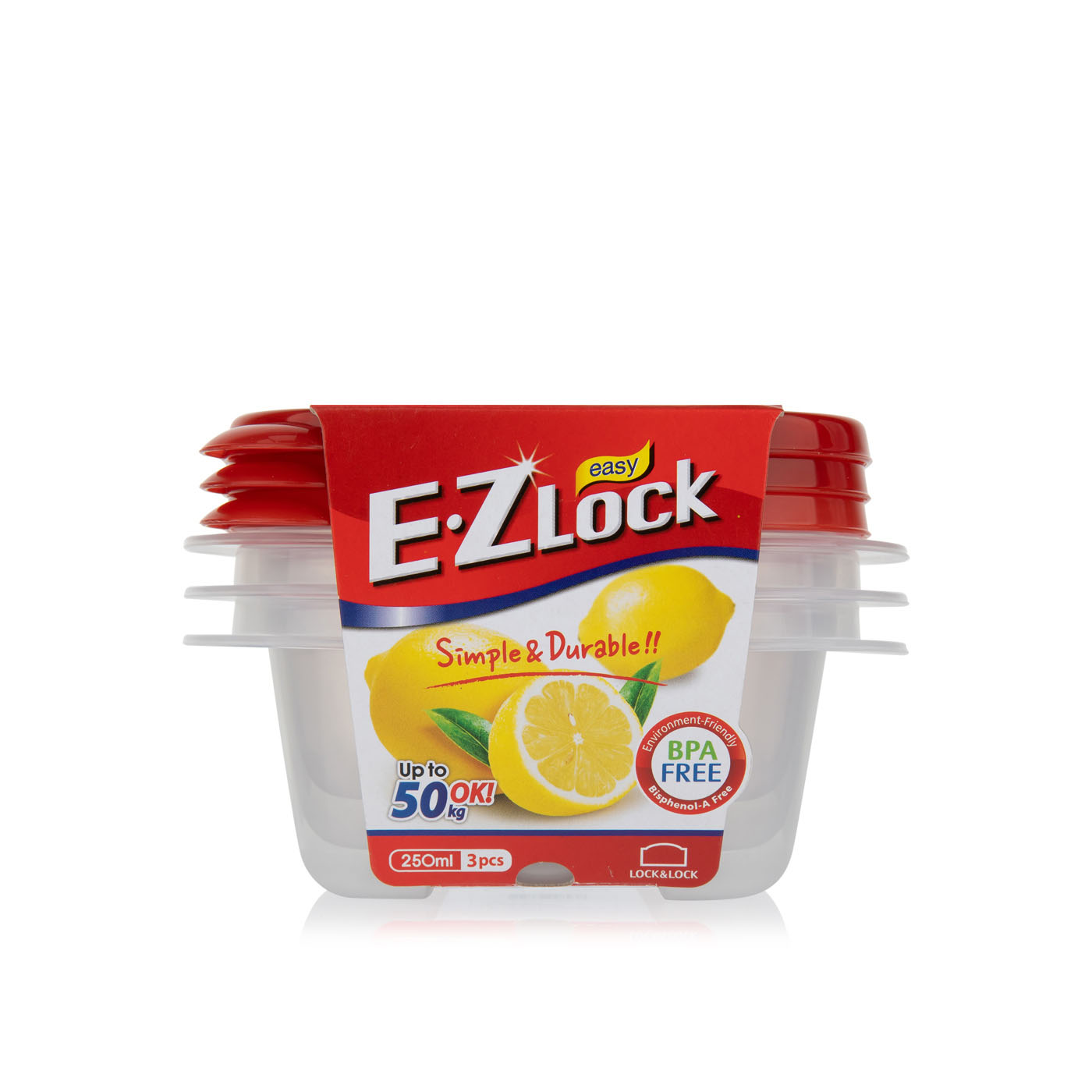 Lock & Lock ez lock square container hle8104 250ml 3 pack Spinneys UAE