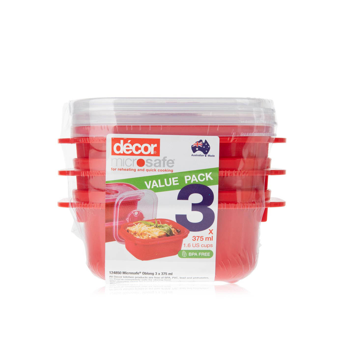 Decor Microsafe Jewel Box Red 375ml x 3