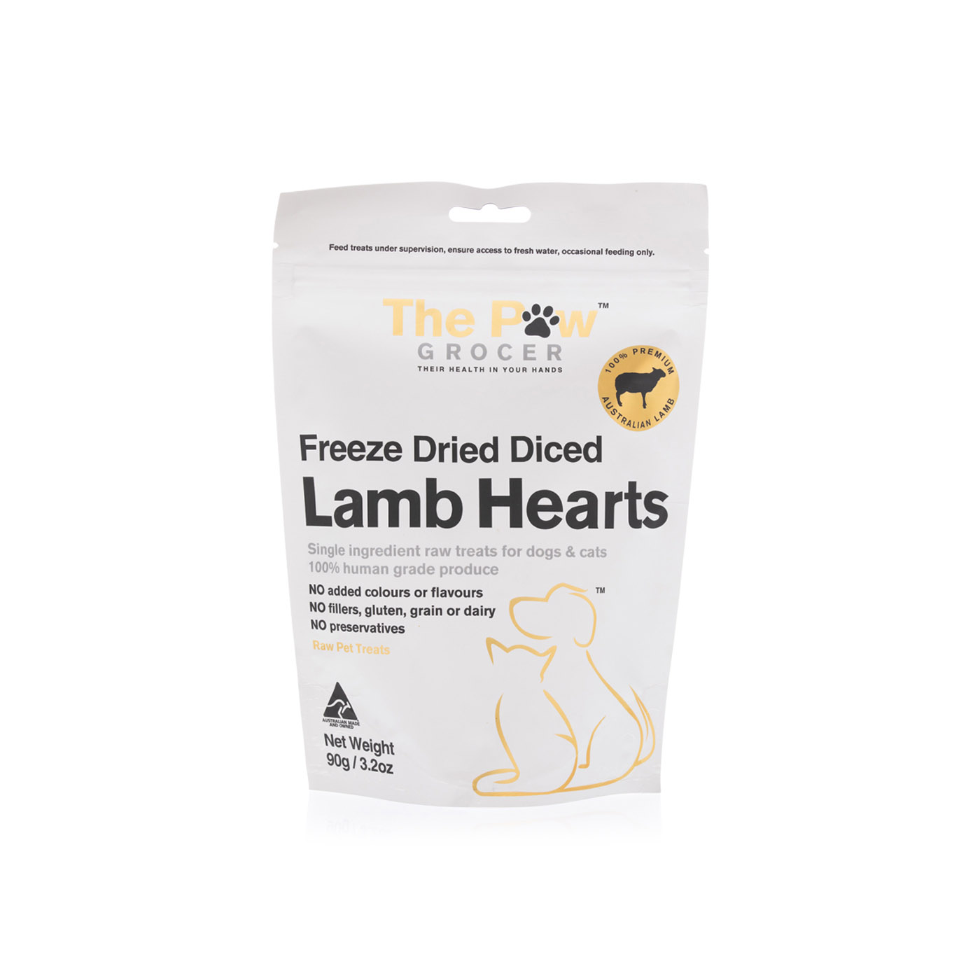 The Paw Grocer Freeze Dried Lamb Hearts Dog and Cat Treats 90g