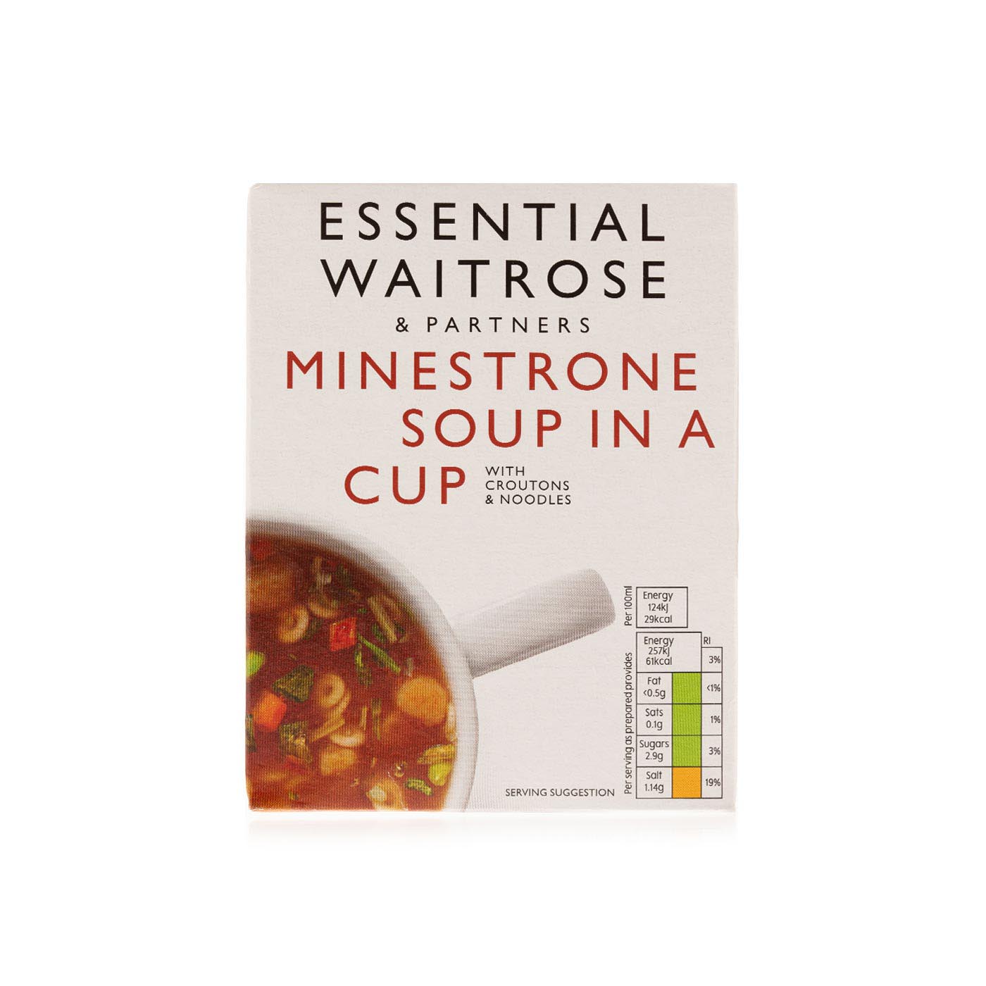 Waitrose Essential Minestrone Soup in a Cup with Croutons 4x18g Spinneys UAE