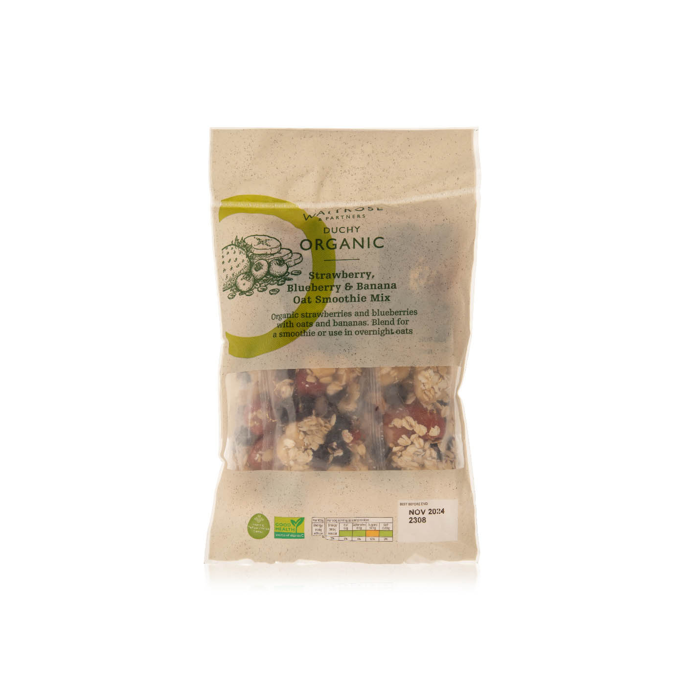 Waitrose Duchy Organic Frozen Strawberry & Banana Oat Smoothie Mix 4 X 110G