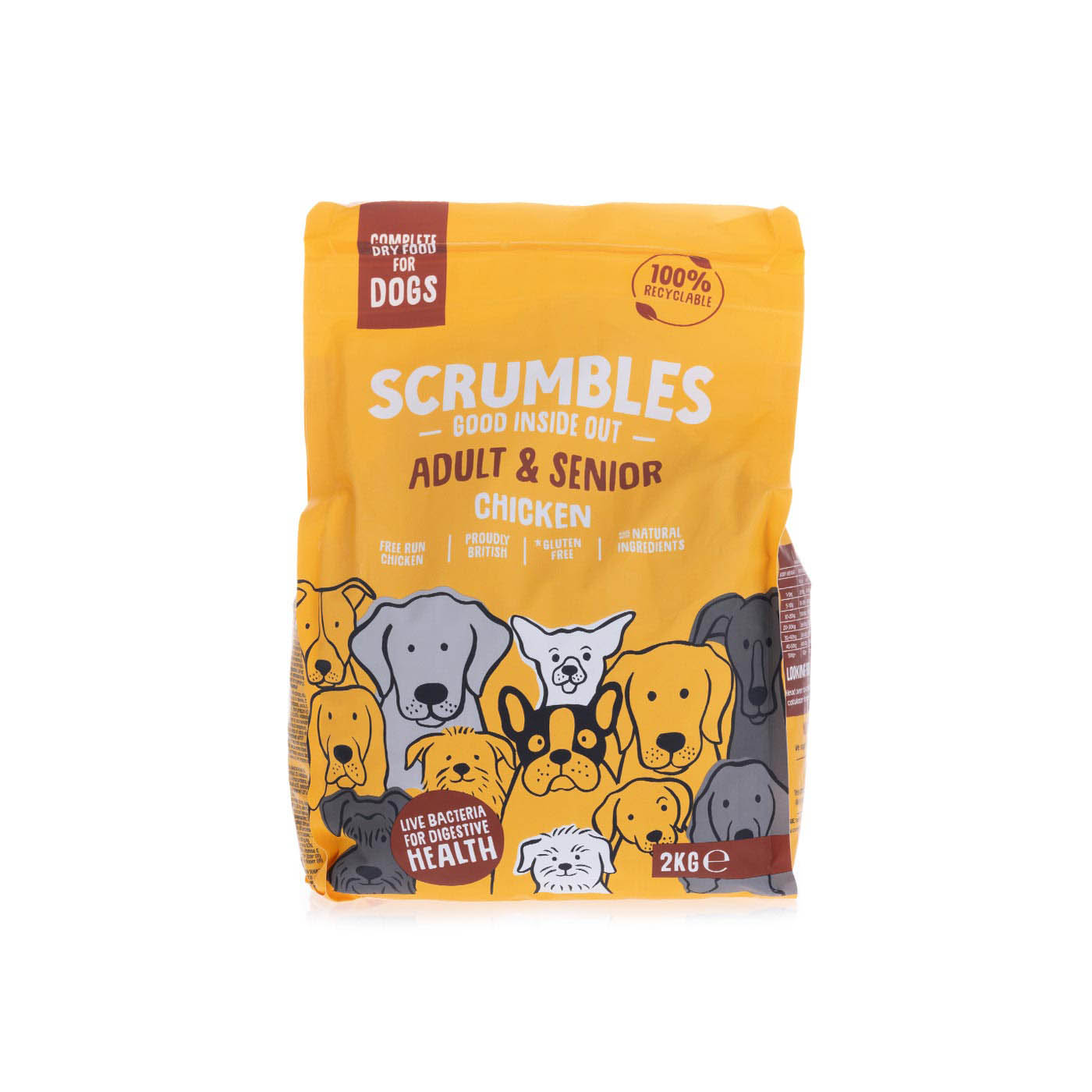 Scrumbles Dry Dog Food Chicken for Adult and Senior Dogs 2kg