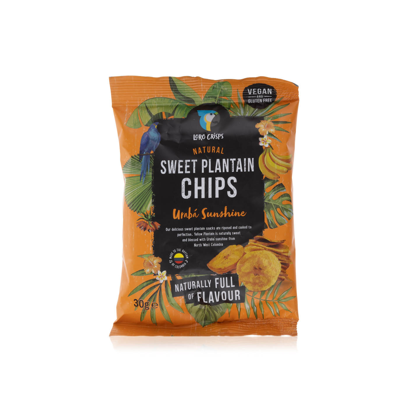 Loro Crisps Natural Sweet Plantain Chips Uraba Sunshine 30g