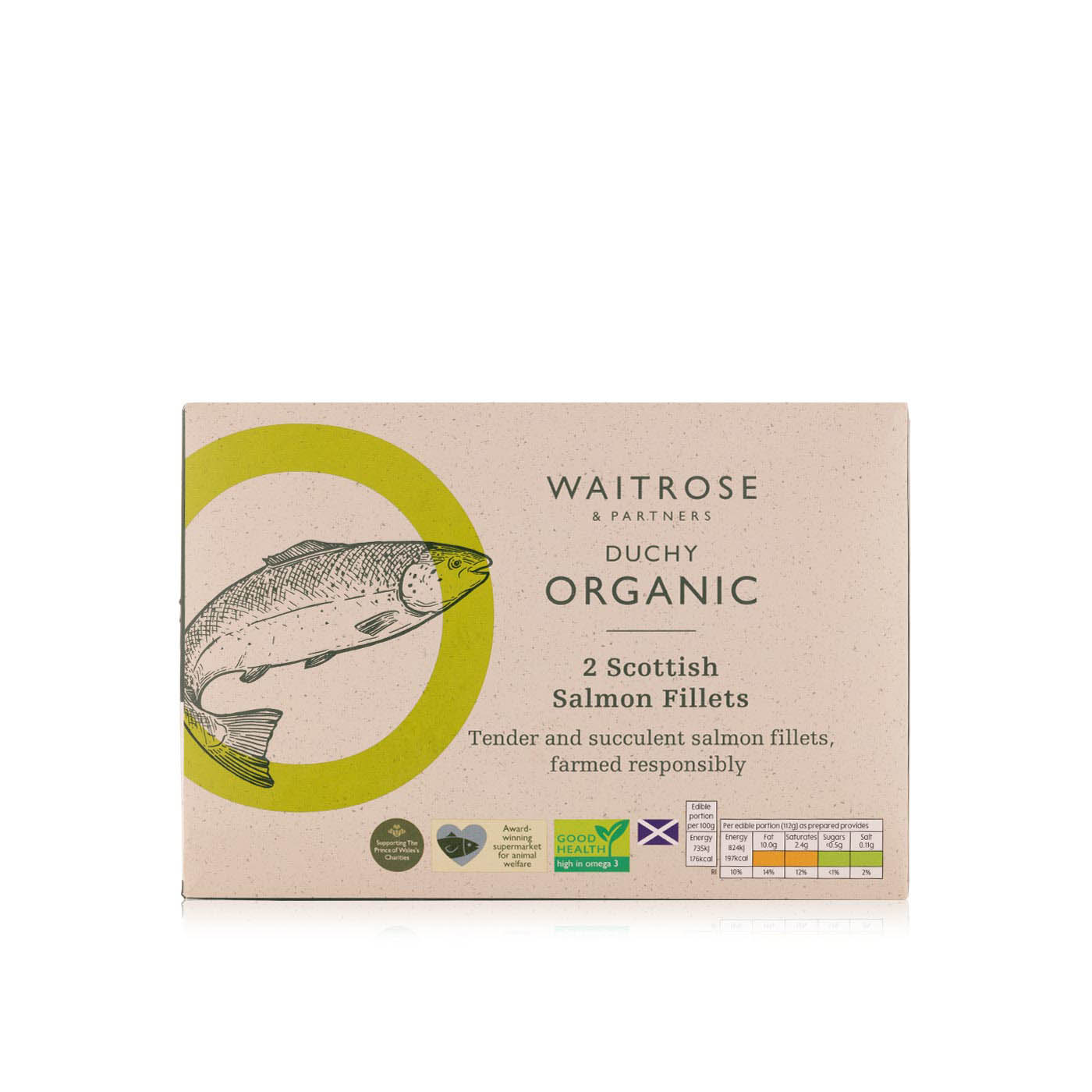 Waitrose Duchy Organic 2 Frozen Scottish Salmon Fillets 280G
