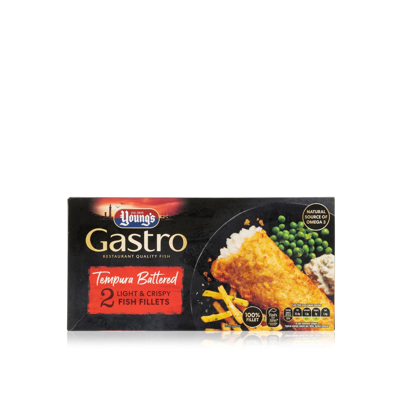 Young's gastro tempura battered 2 light and crispy fish fillets 270g