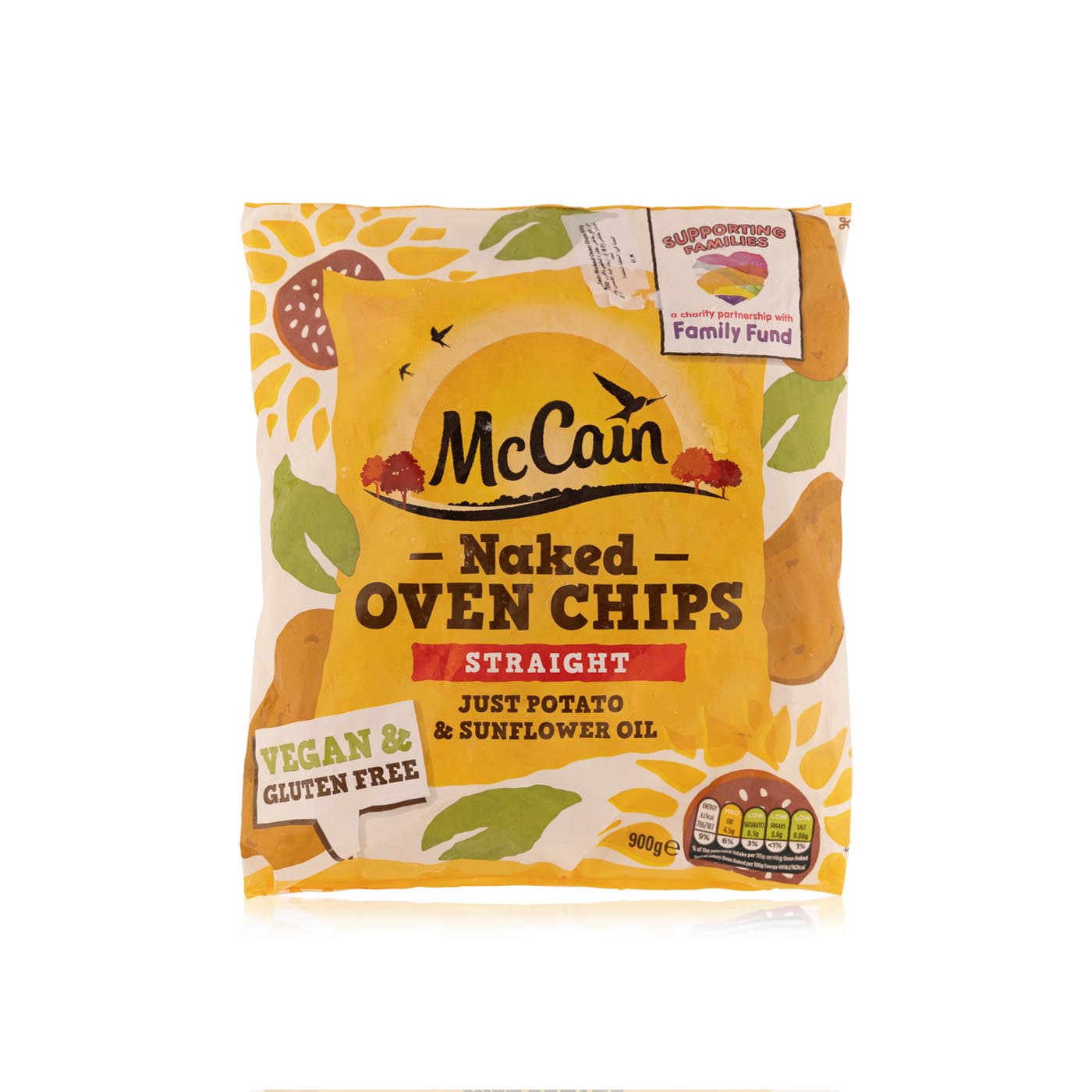 McCain Frozen Naked Oven Chips Straight Cut 900G