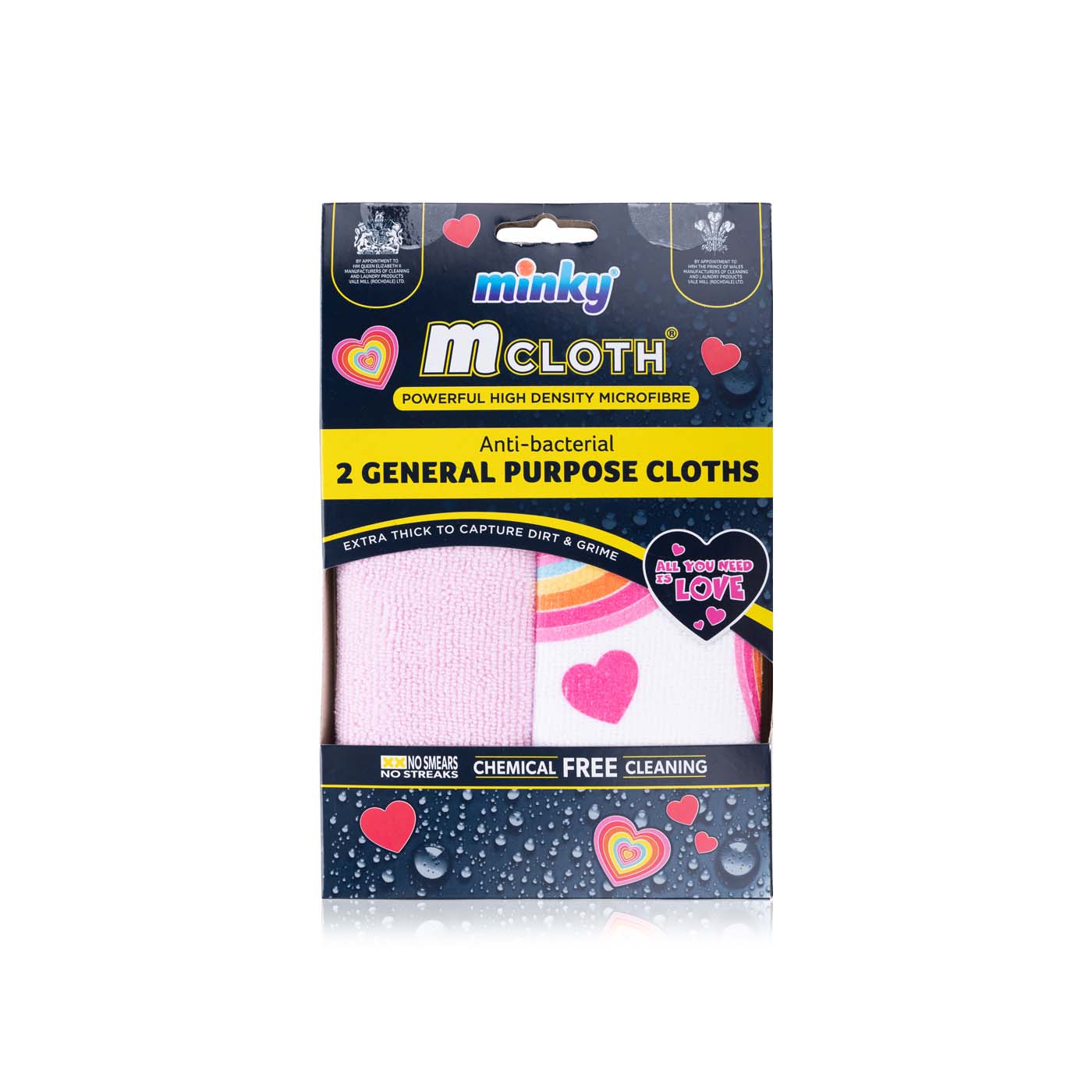 Minky M Cloth All You Need Is Love Anti-Bacterial General Purpose Cloths Twin Pack