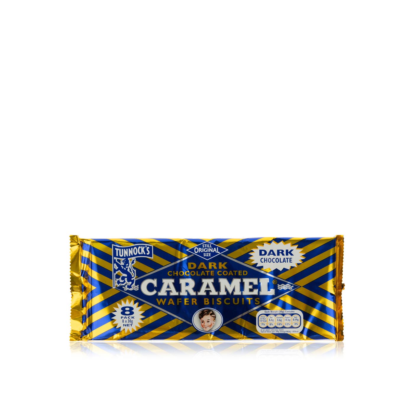 Tunnocks Dark Chocolate Caramel Wafer Biscuits 8 Pack 240g