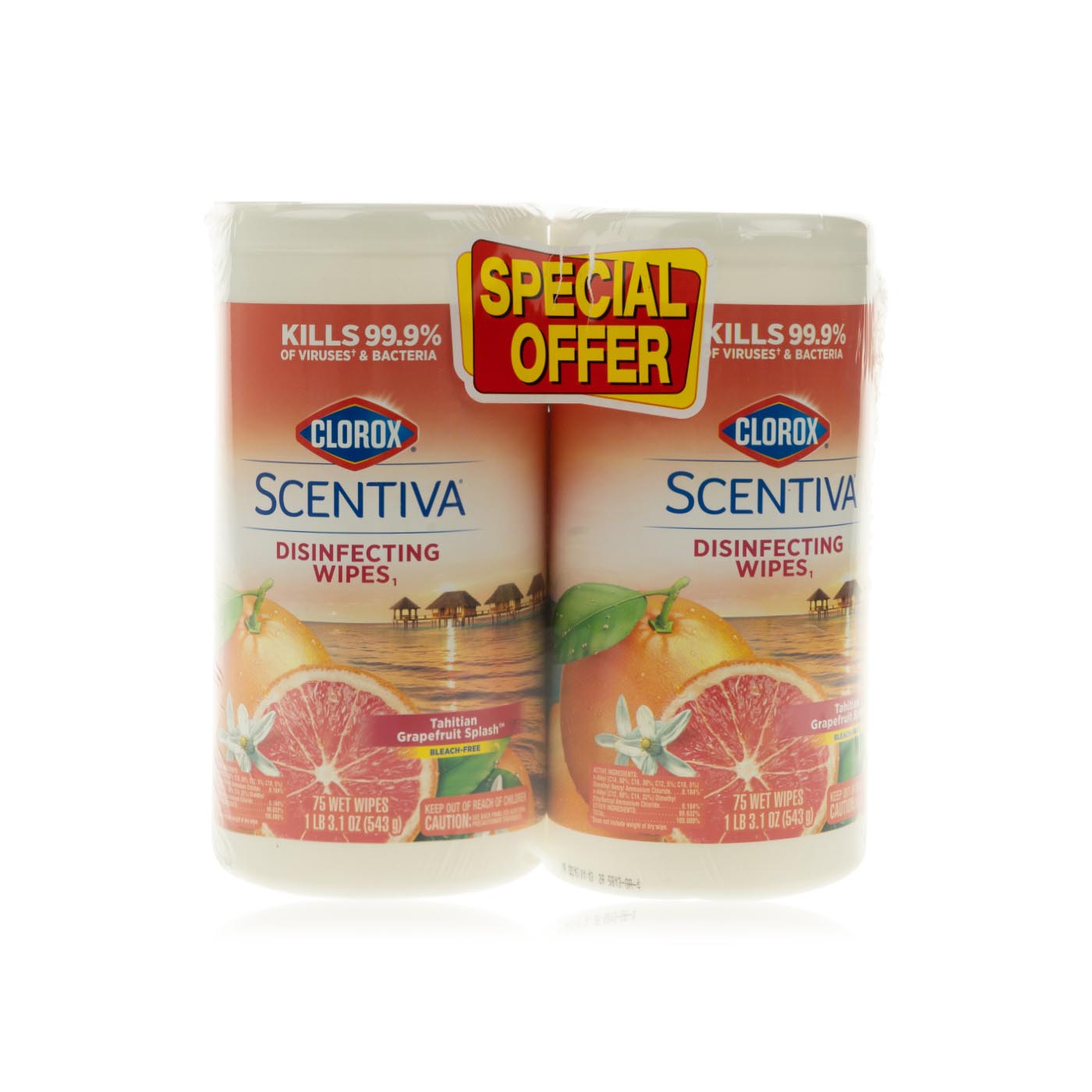 Clorox Scentiva Disinfecting Wipes Bleach Free 2 Pack x 75