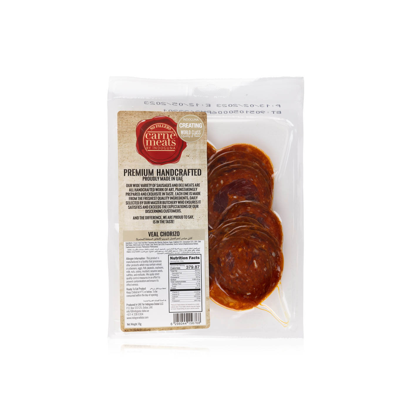Carne Meats Sliced Veal Chorizo 70g