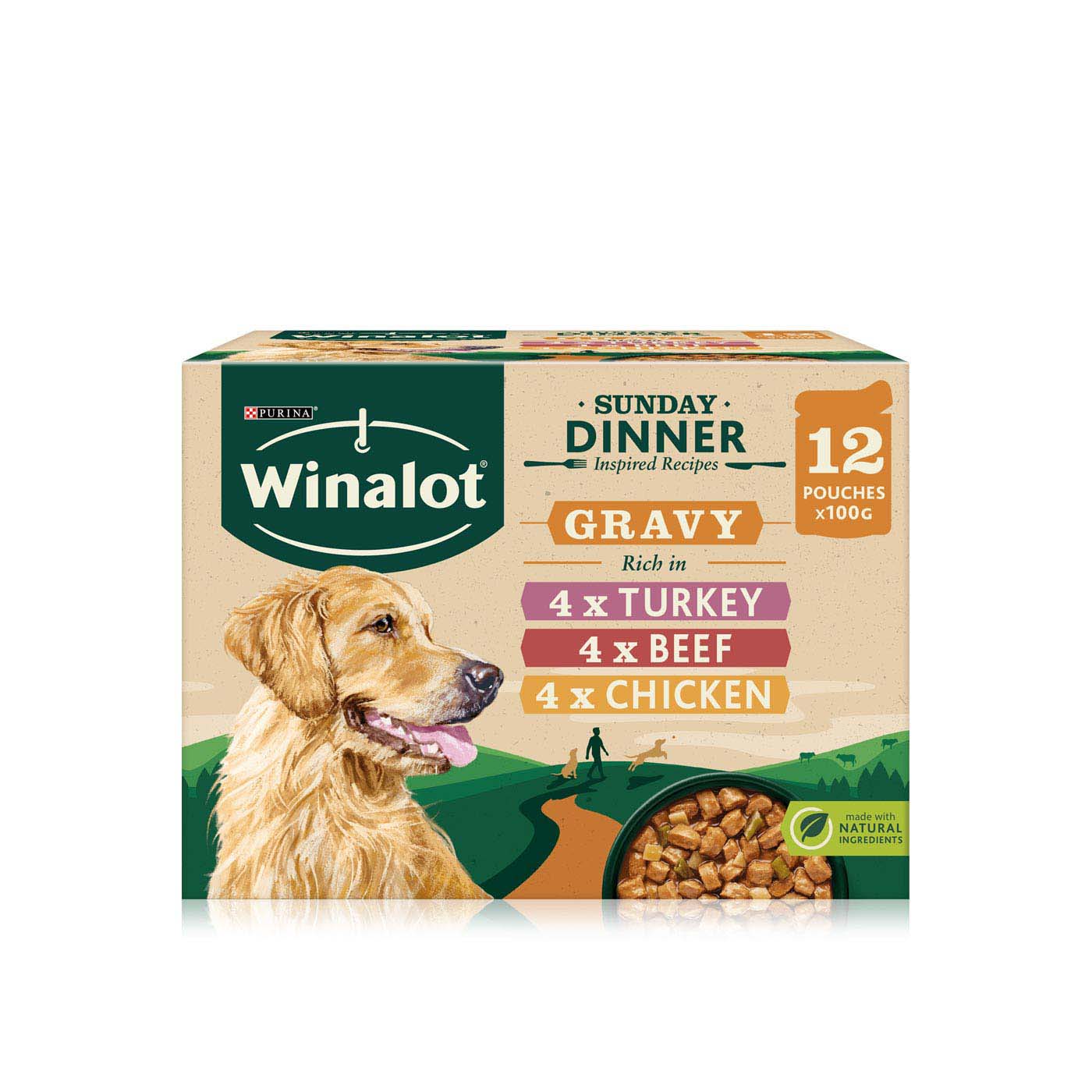 Winalot Sunday dinner dog food mixed in gravy 12x100g Spinneys UAE