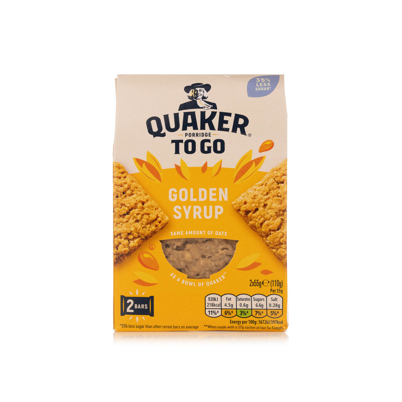 Quaker Porridge to Go Golden Syrup Breakfast Bar 55g