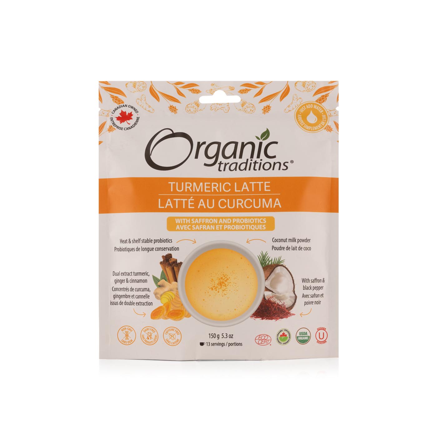 Organic Traditions turmeric latte tea with saffron and probiotics 150g