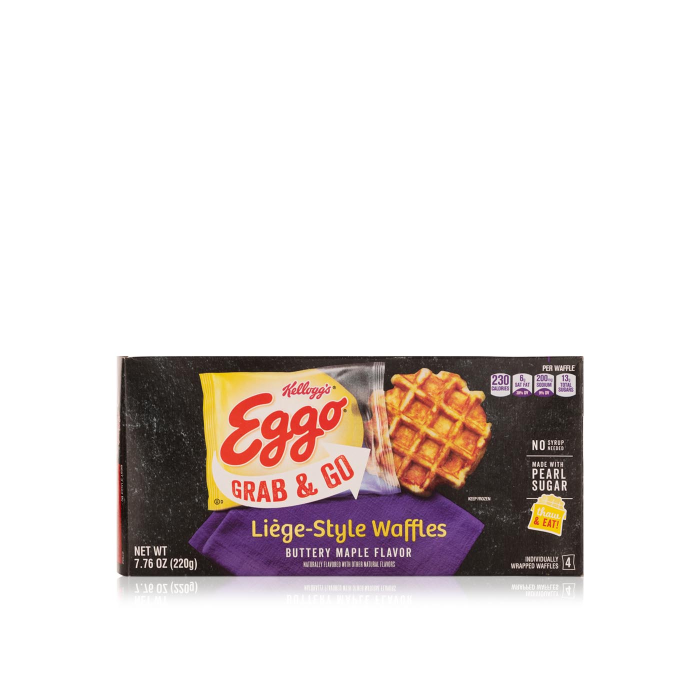 Eggo Frozen  Grab & Go Liege-Style Buttery Maple Flavoured Waffles 7.76Oz