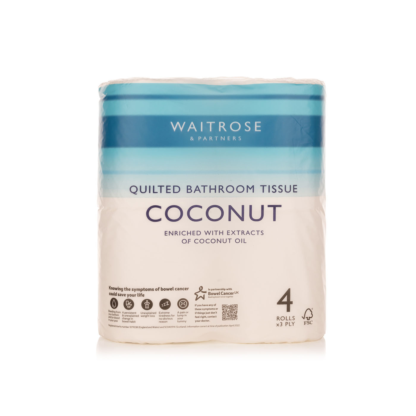 Waitrose quilted toilet tissue 3ply coconut 4s Spinneys UAE