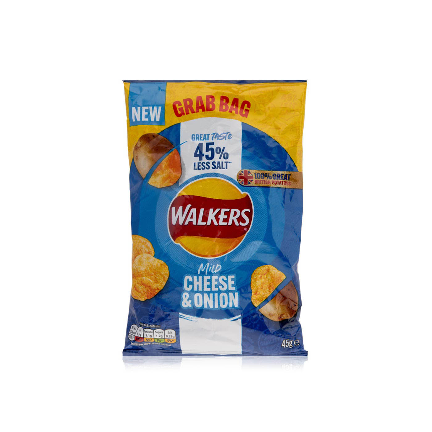 Walkers Less Salt Mild Cheese & Onion Crisps 45g