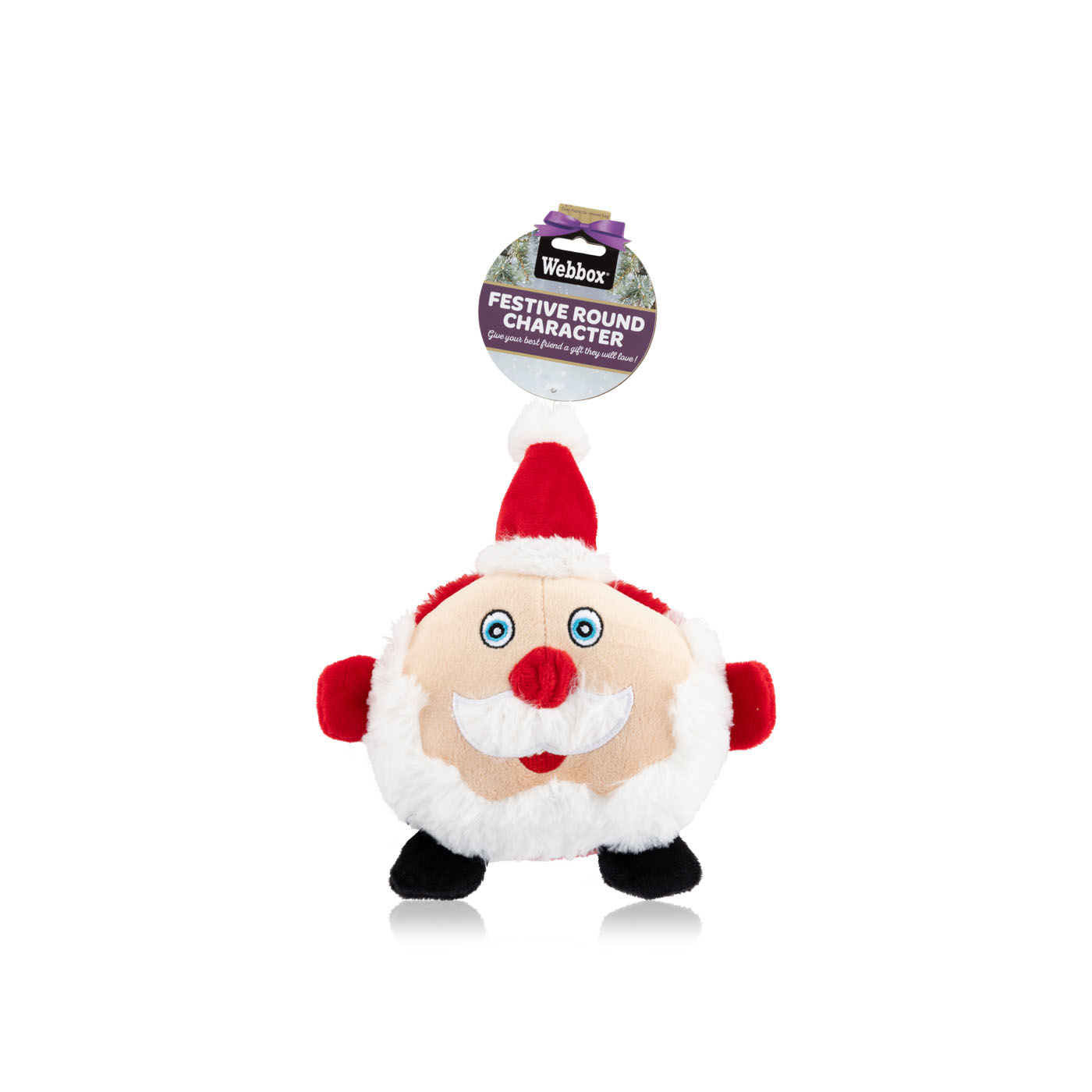 box festive round squeaky dog toy Santa Claus Spinneys UAE