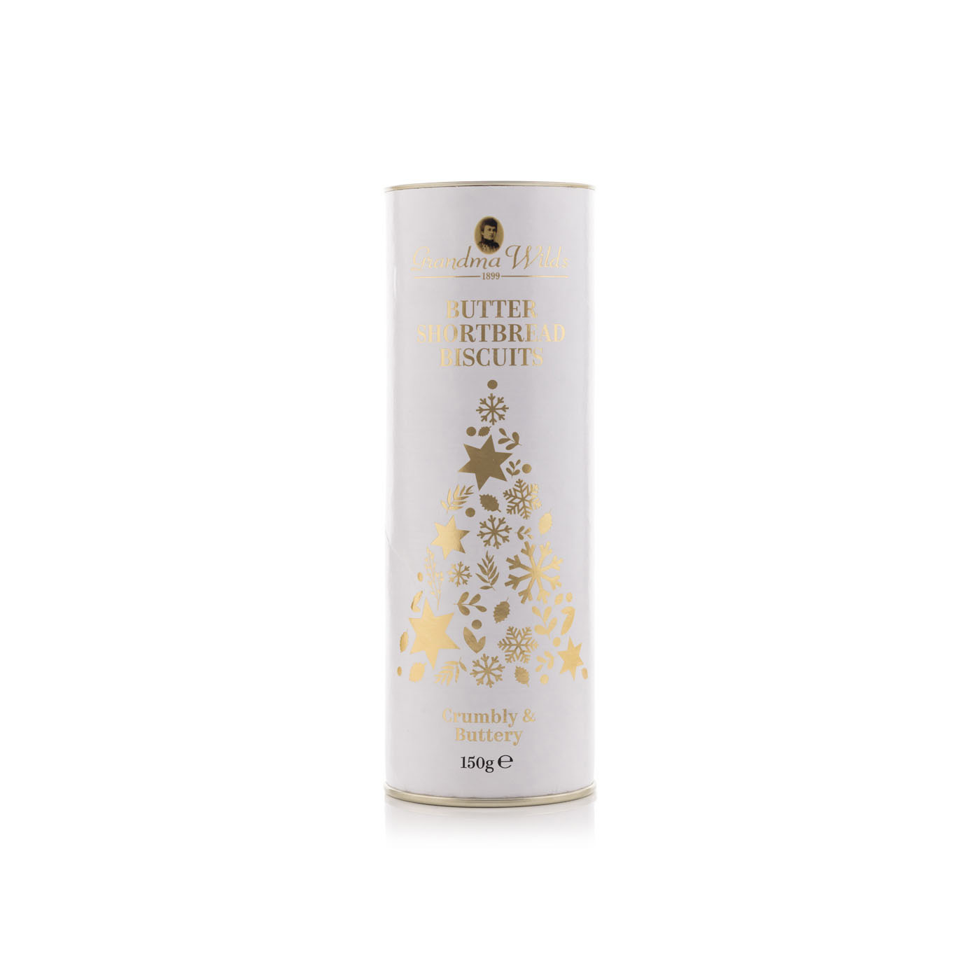 Grandma Wild's Butter Shortbread Biscuits Christmas Tree Tube 150g