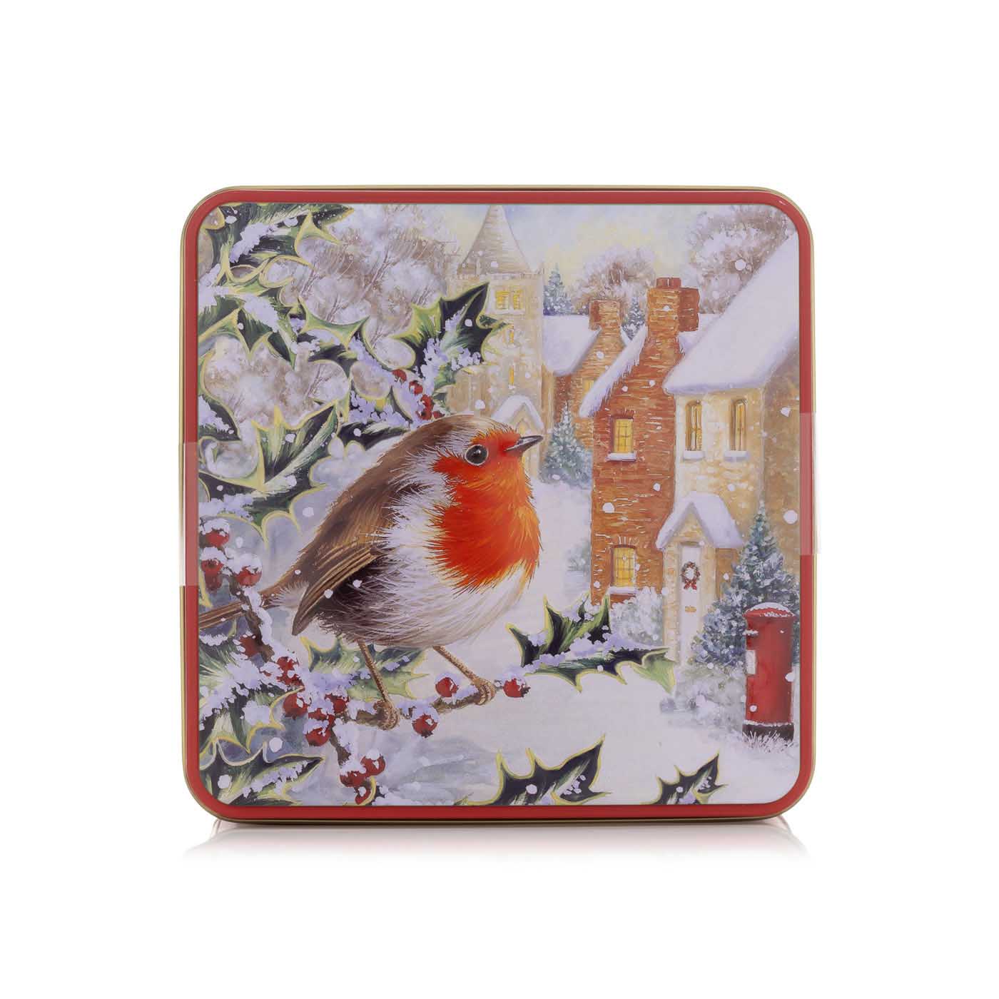 Grandma Wild's embossed Christmas snowy robin biscuit tin 160g ...