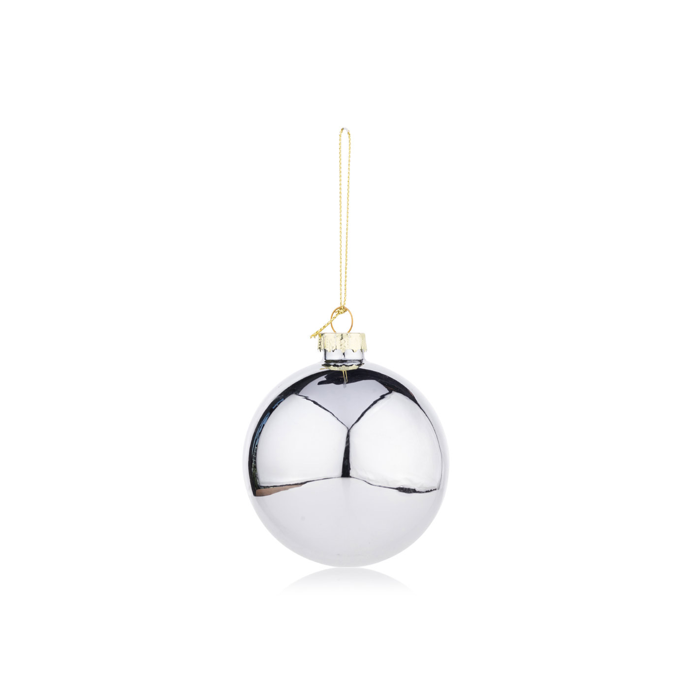 Festive Silver Glass Bauble 8cm