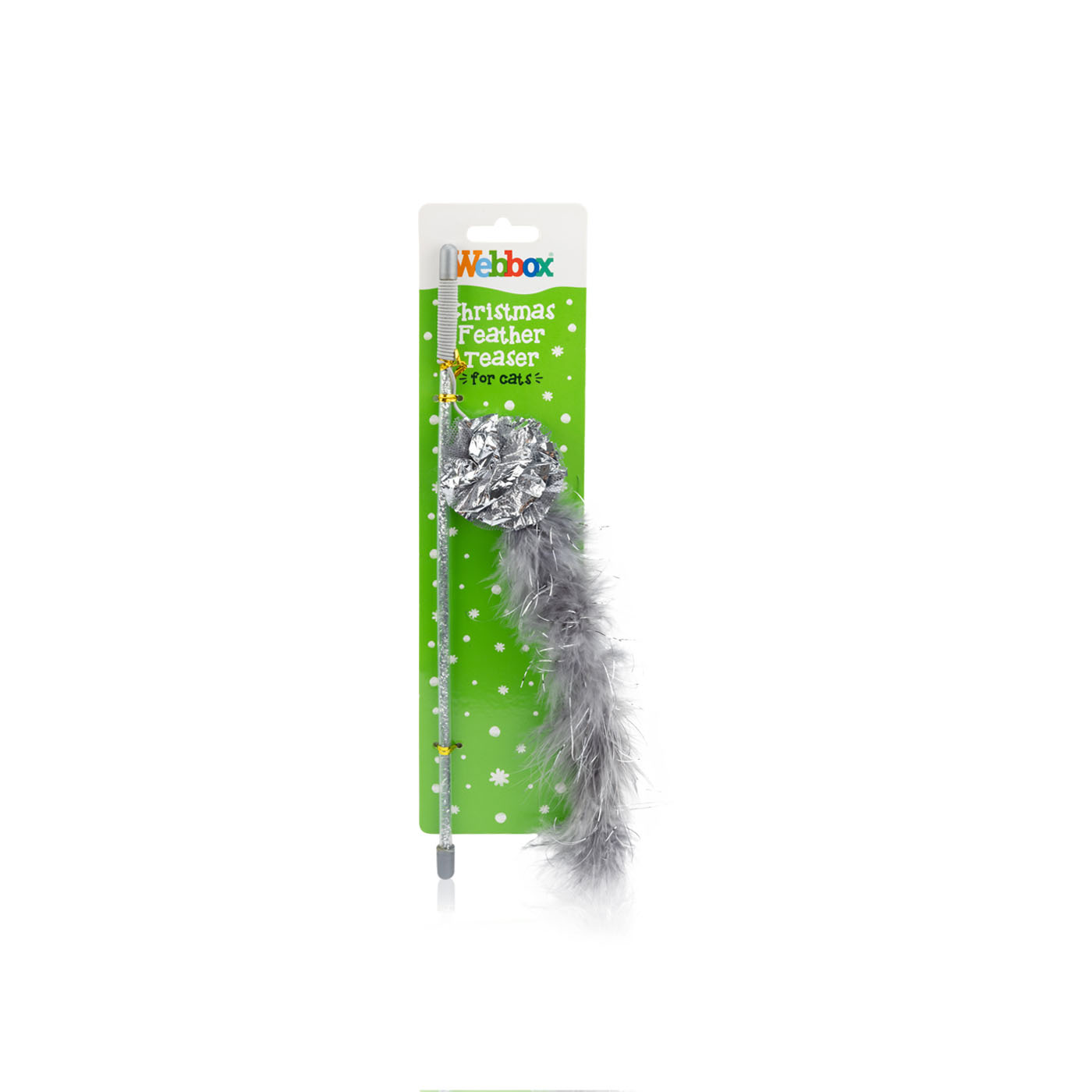 Webbox Christmas Feather Teaser for Cats Silver 60cm