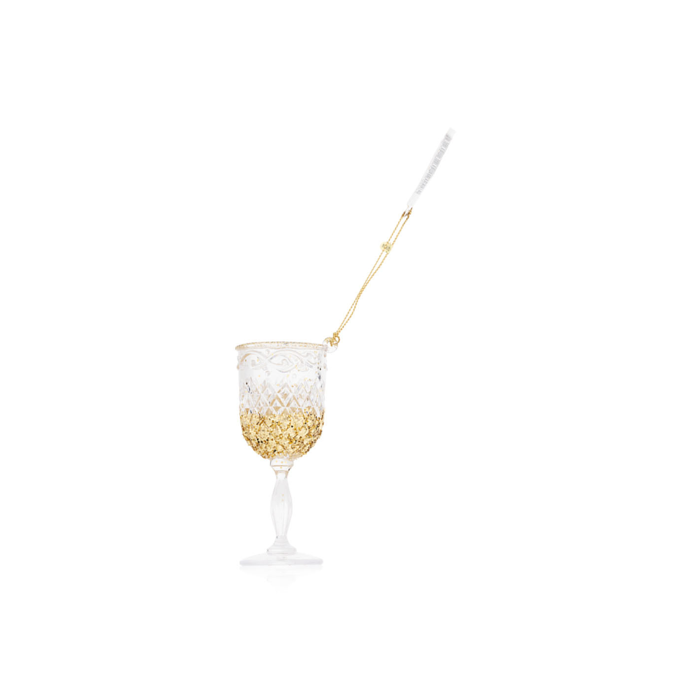 Premier Set of 2 Gold Acrylic Wine Glass Decorations 10cm