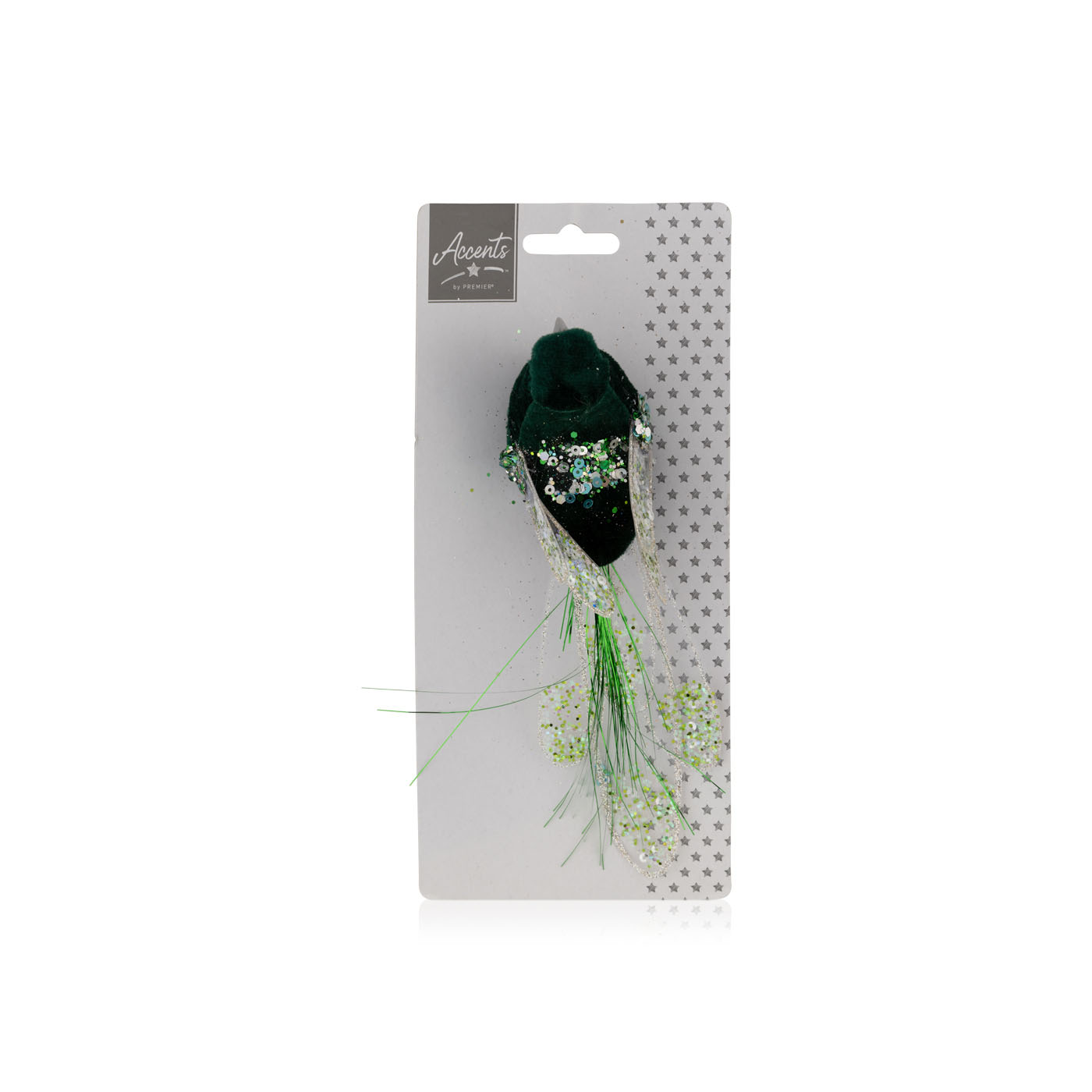 Premier Dark Green Glitter Bird 18cm
