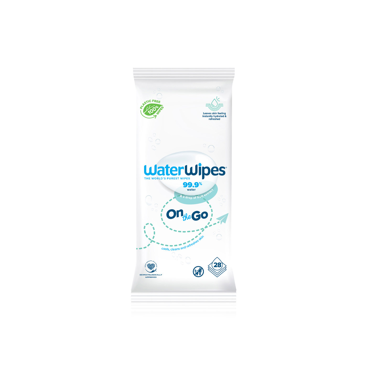 WaterWipes Plastic Free On the Go Wipes, 99.9 Water, Unscented, Gentle