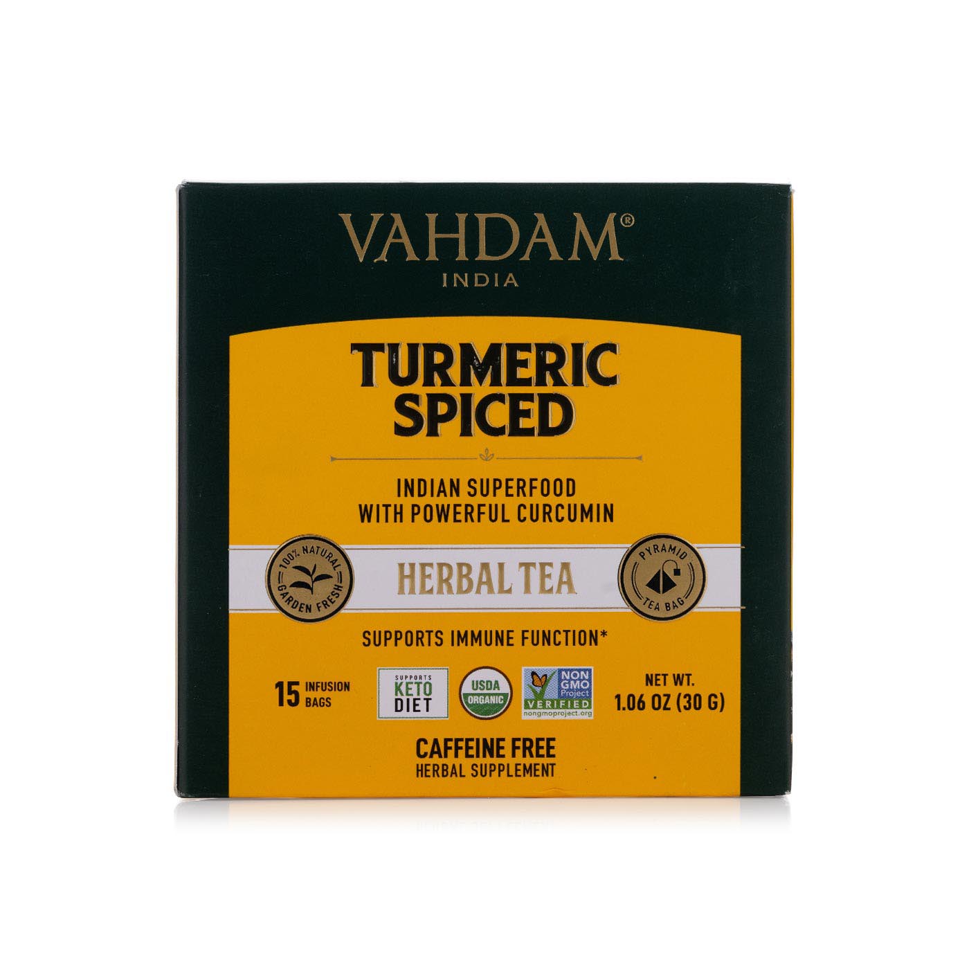 Vahdam Turmeric Spiced Herbal Tea Bags 30g