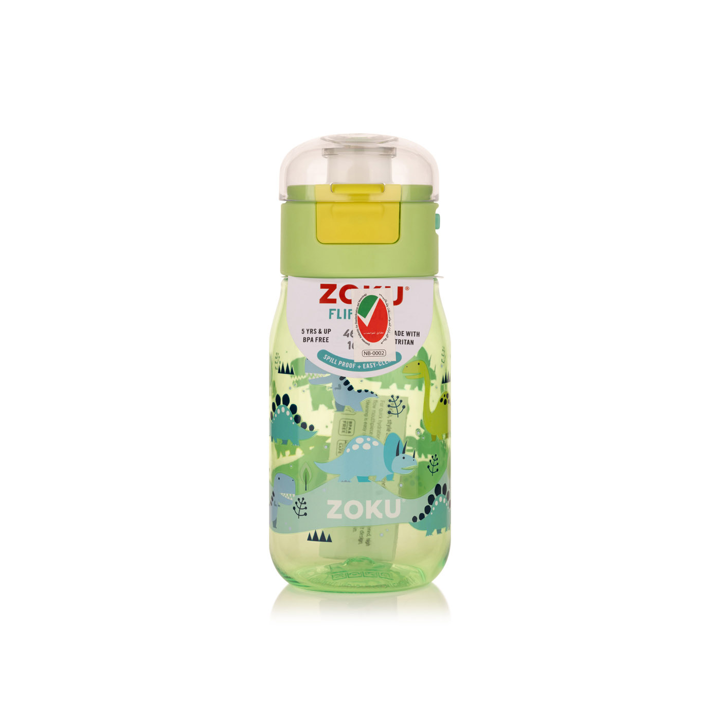 Zoku Pops Kids Flip Gulp Bottle Green Dino