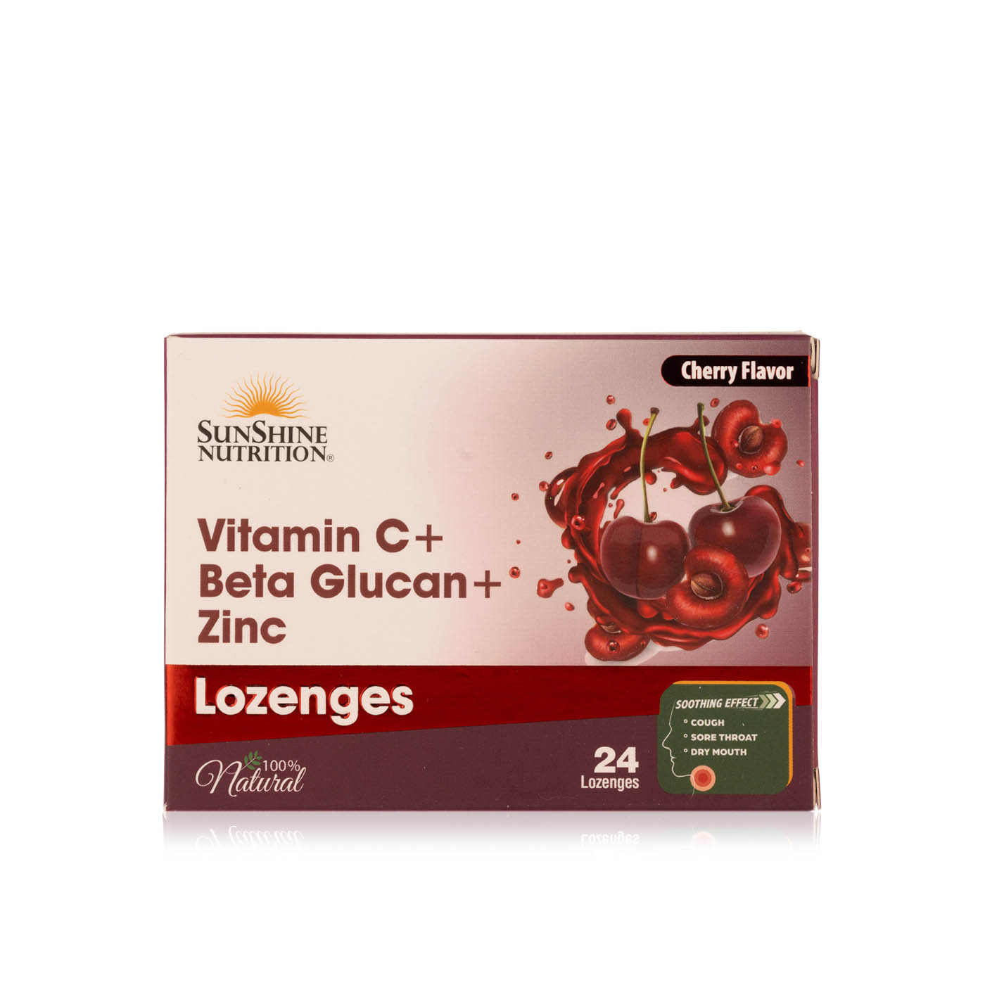 Sunshine Vitamin C +beta Glucan + Zinc Lozenges Cherry 24s