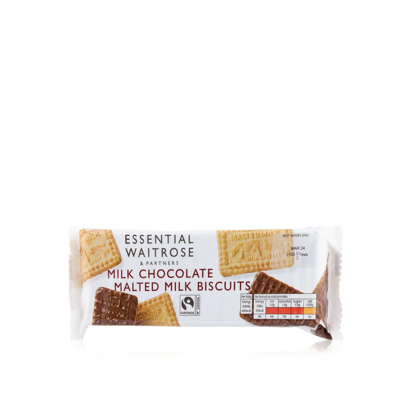 Waitrose Essential Chocolate Malted Milk Biscuits 250g
