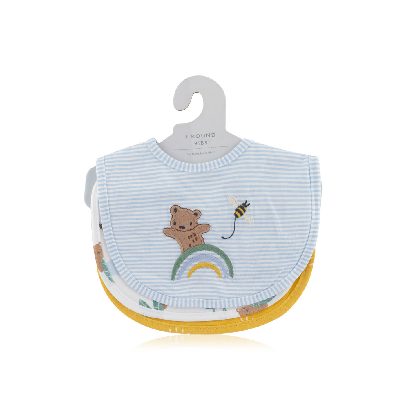 John Lewis Bear & Sun Print Baby Bib Pack of 3