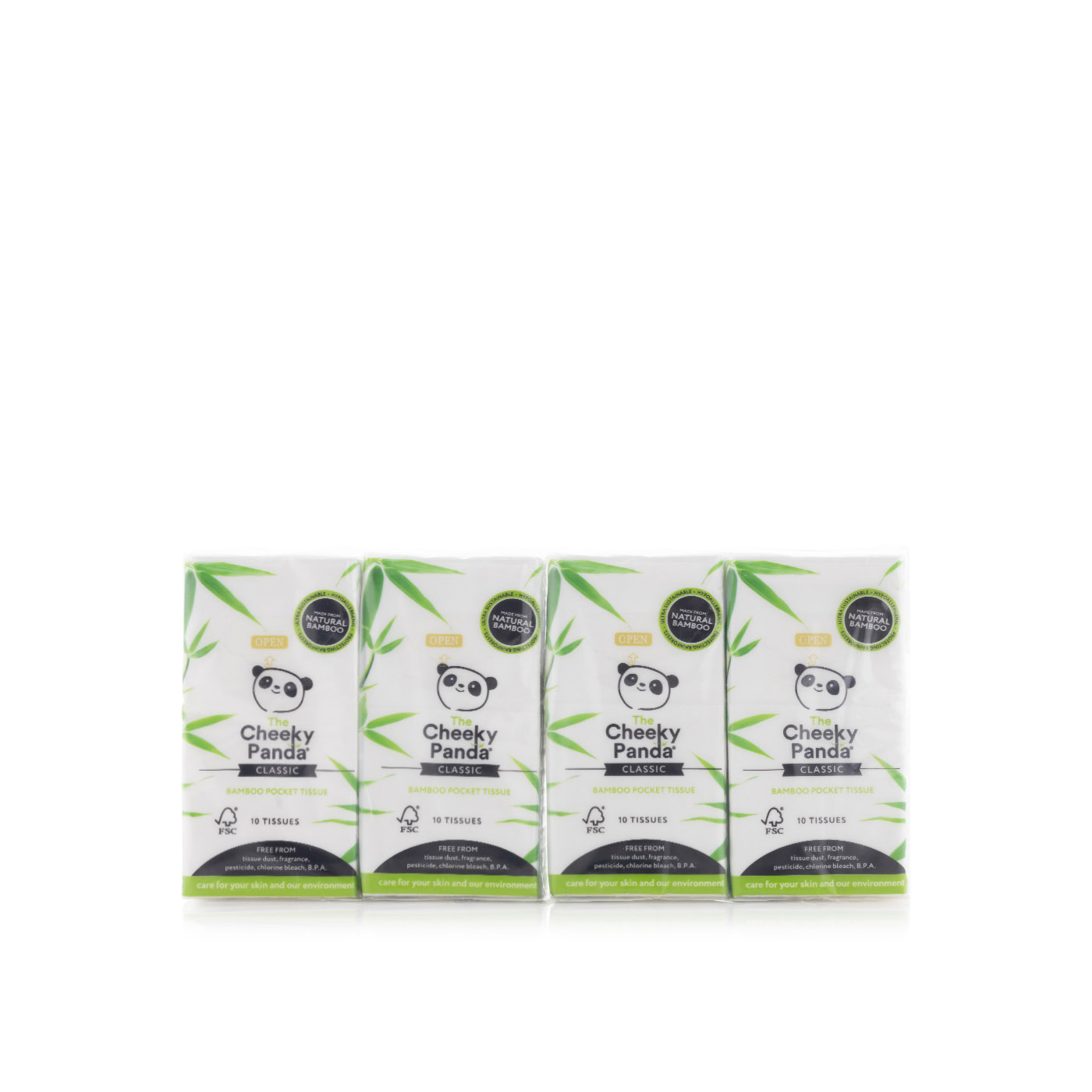 The Cheeky Panda Classic Pocket Tissues 8 Pack