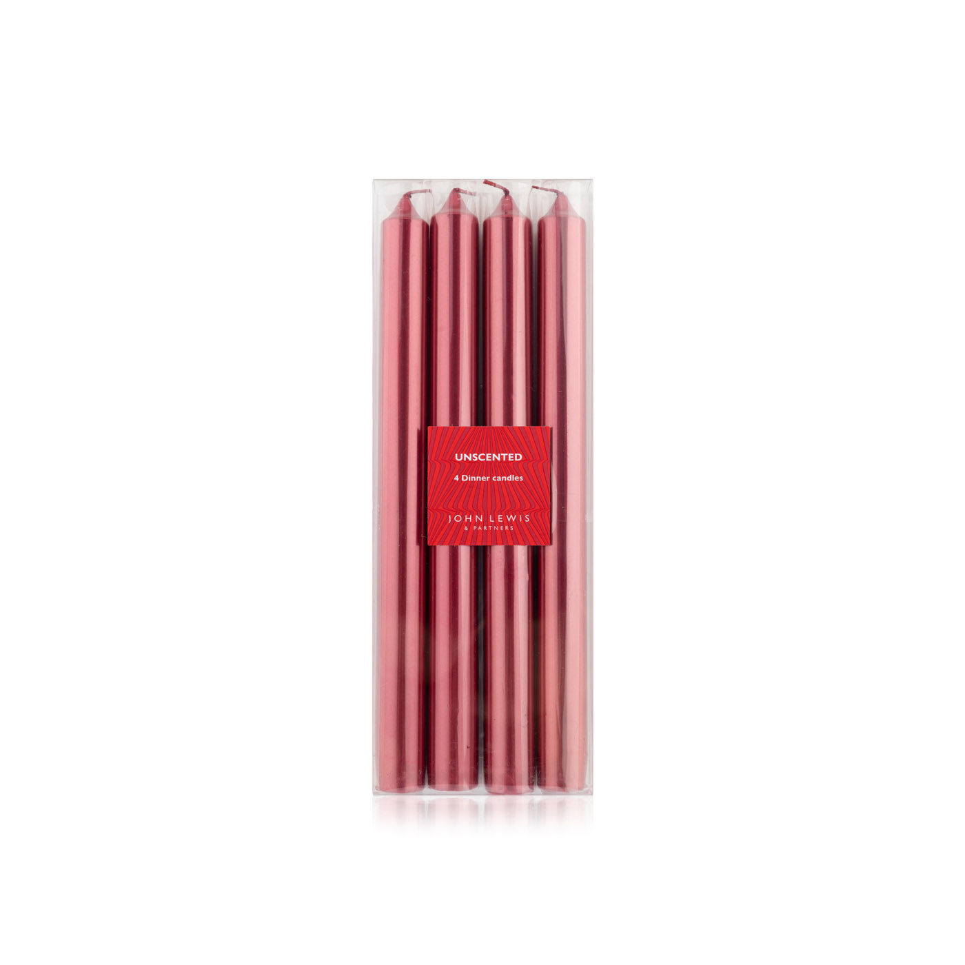 John Lewis 4 red unscented metallic dinner candles Spinneys UAE
