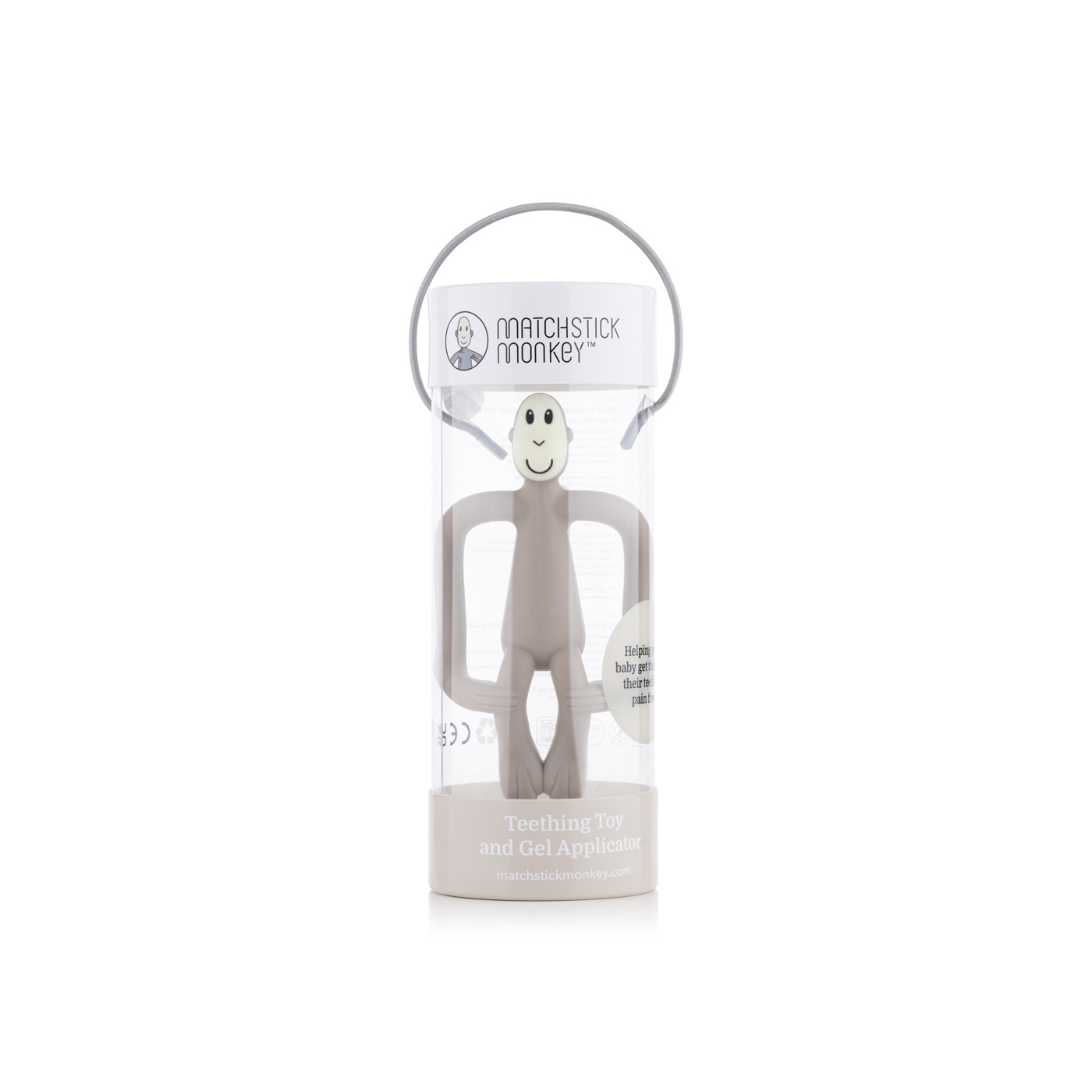 John Lewis Matchstick Monkey Teething Toy and Gel Applicator, Grey