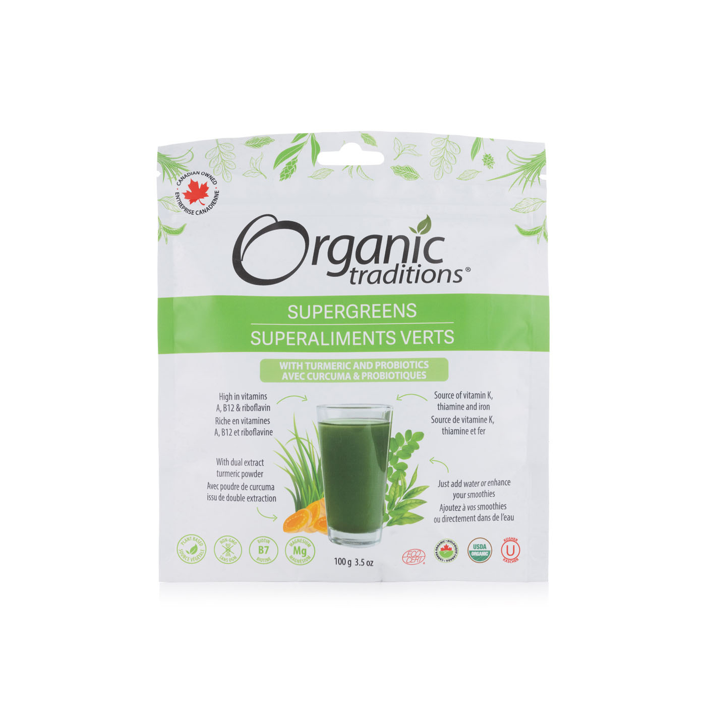 Organic Traditions Supergreens with Turmeric and Probiotics 100g