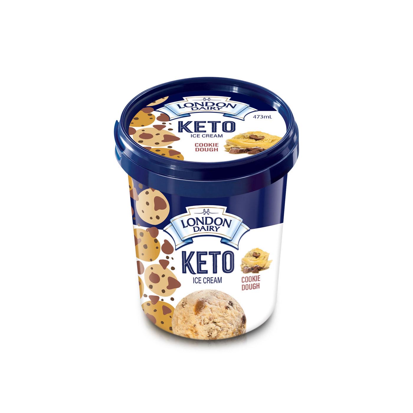 London Dairy keto ice cream cookie dough 473ml Spinneys UAE