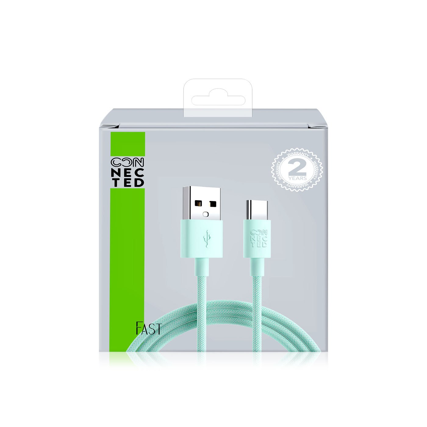Connected Fast 3 Charger Cable USB-A to Type C Green 1.2m