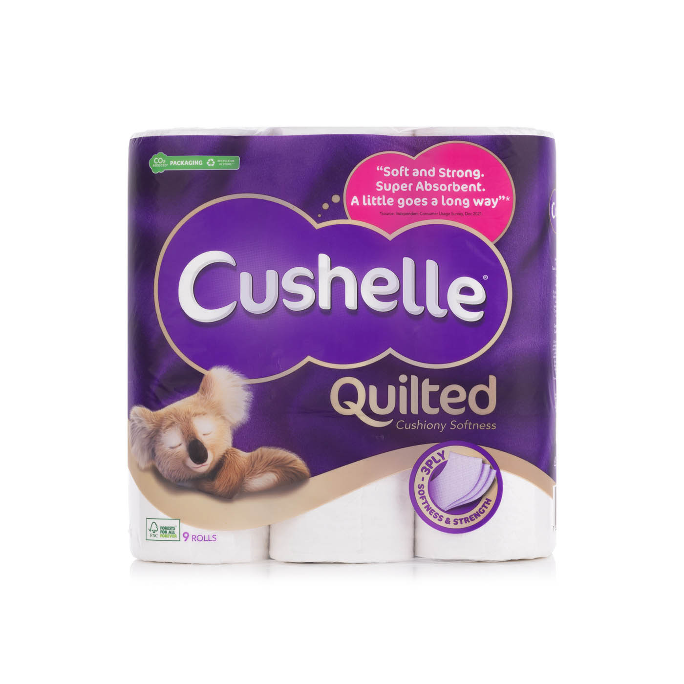 Cushelle Quilted Toilet Tissue Rolls x 9