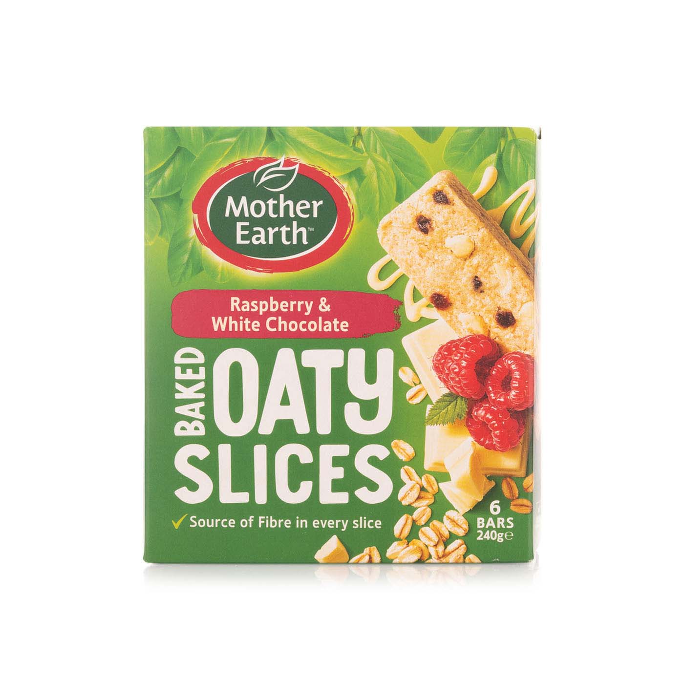 Mother Earth Raspberry and White Chocolate Baked Oaty Slices 6 Pack 240g