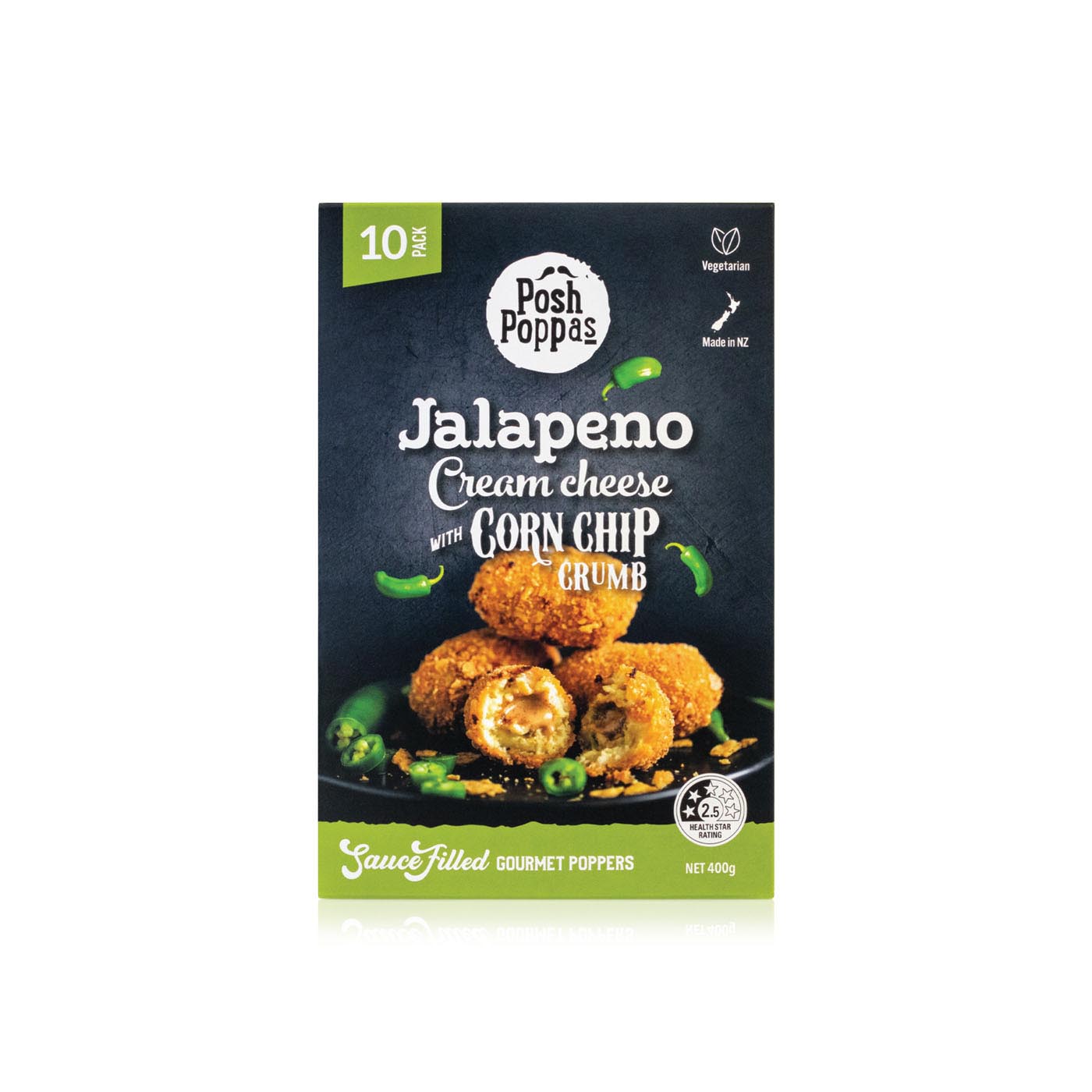 Posh Poppas Frozen Jalapeno Cream Cheese With Corn Chip Crumb Poppers 400G
