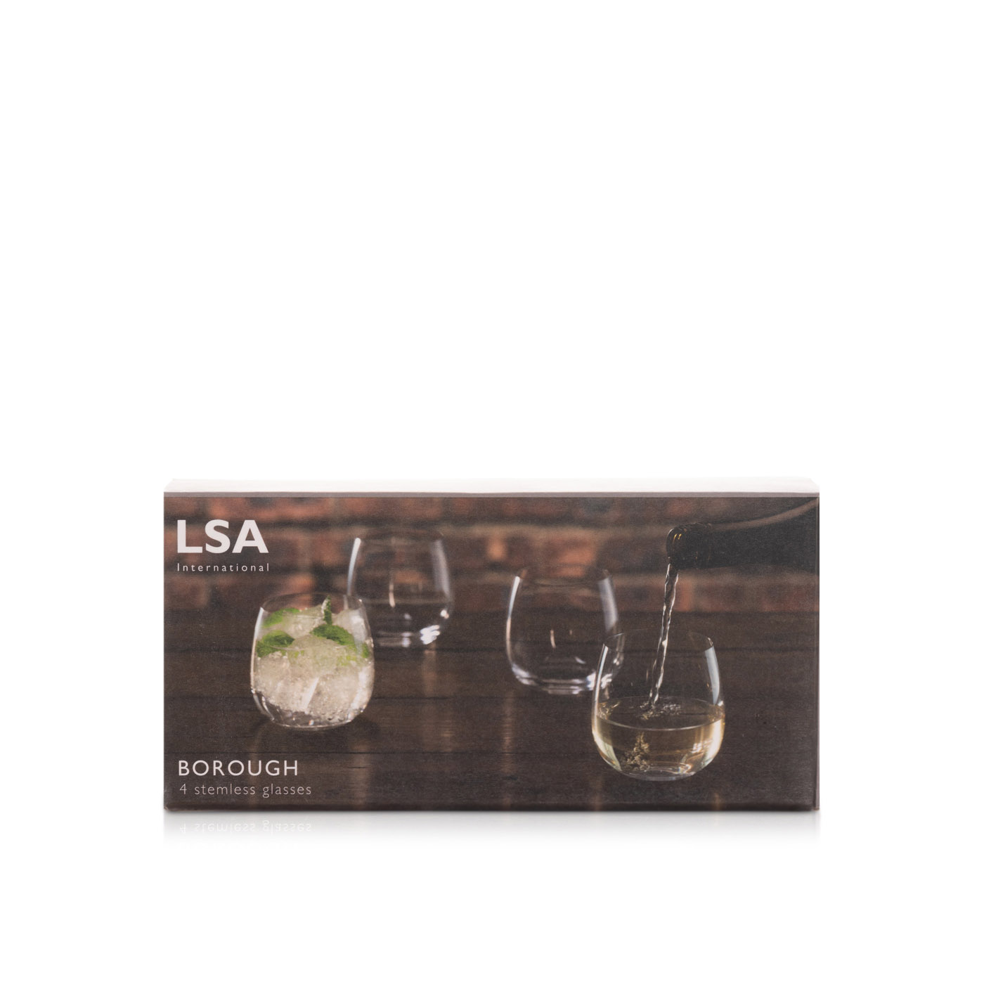 Lsa Borough Stemless Glass Clear 370ml 4 Pack