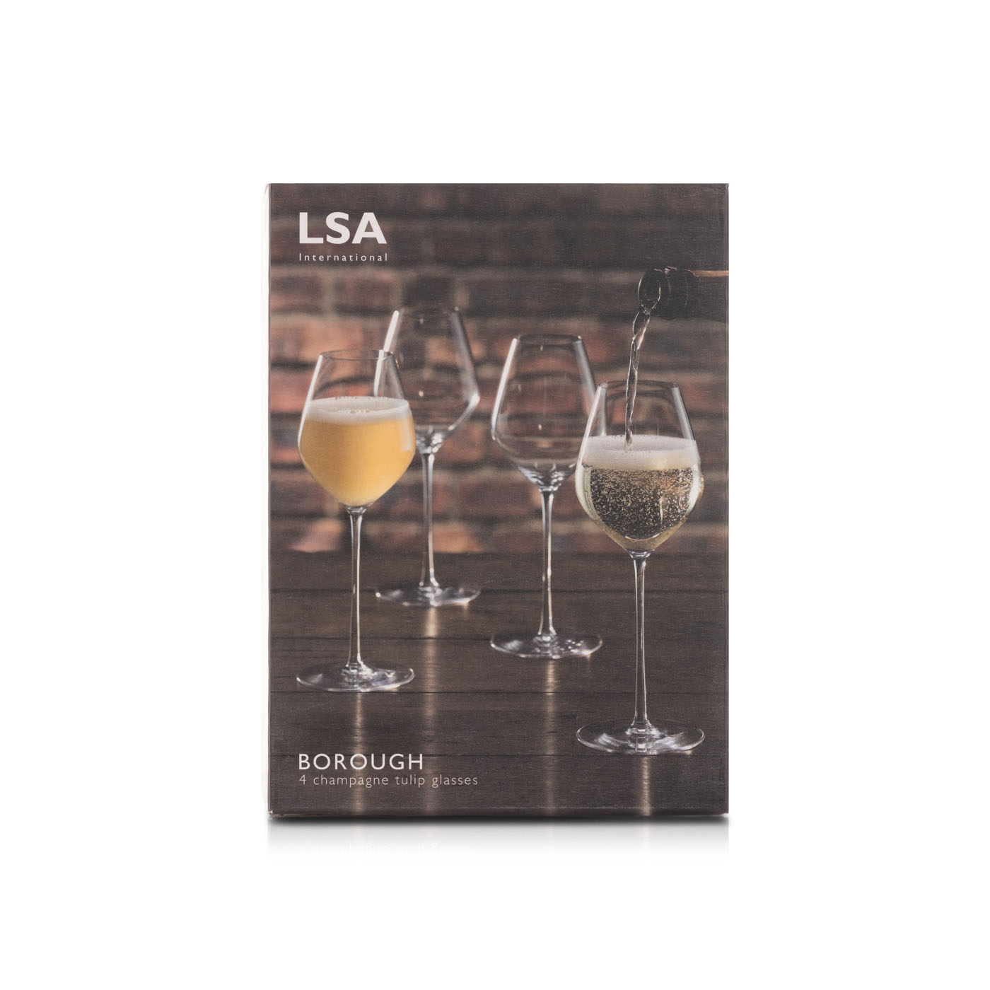 Lsa Borough Champagne Tulip Glass Clear 285ml 4 Pack